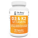 Dr. Berg D3 K2 Vitamin 5000 IU w/MCT Oil - Includes 50 mcg MK7 Vitamin K2, Purified Bile Salts, Zinc & Magnesium for Ultimate Absorption - Supplement - 60 Capsules