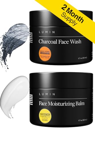 Lumin - Dynamic Duo - Skin Care kit for Men - Includes: Charcoal Face Wash Daily Detox & Daily Face Moisturizer,Suitable for all skin types, Daily Use, Two Month Supply