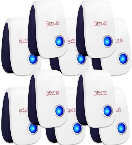 Ultrasonic Pest Repeller 10 Pack Electronic Plugin Indoor Sonic Repellent pest Control for Bugs Roaches Insects Mice Mouse Spiders Mosquitoes Mosquito Repellent Indoors Ultrasonic Repellers