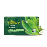 Desert Essence Tea Tree Therapy Cleansing Soap Bar 5 oz (4 Pack) Gluten Free, Vegan, Non-GMO - With Sustainably Harvested Palm Oil & Jojoba to Gently Cleanse & Nourish Skin; Good for Sensitive Skin