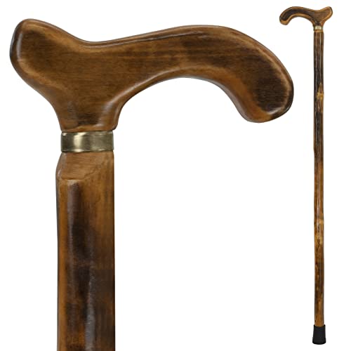 Vive Wooden Walking Stick Cane - for Men, Women, & Seniors - 36 Inch Single Point Rubber Tip with Willow Handle - Ergonomic Grip for Balance & Stability - Lightweight Elderly Assistance Product