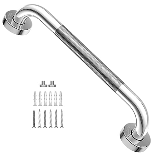 16 Inch Anti-Slip Shower Grab Bar, iMomwee Chrome Stainless Steel Bathroom Grab Bar Handle with Textured Grip, Shower Balance Bar, Safety Hand Rail Support, Handicap Elderly Senior Assist Bath Handle