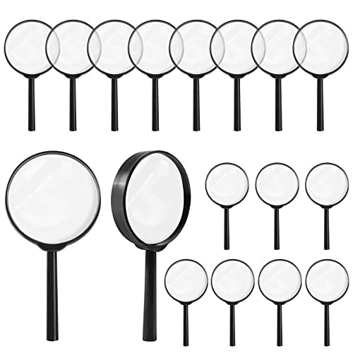 32Pcs Magnifying Glass for Kids, Hand Lens Portable Magnifying Glasses for Science Class, Outdoor Activities, Party, Reading IRCHLYN (Black)