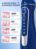 Water Dental Flosser Cordless for Teeth Cleaning - 4 Modes Oral Irrigator 300ML Braces Flossers Cleaner, Rechargeable Portable IPX7 Waterproof Powerful Battery for Travel Home