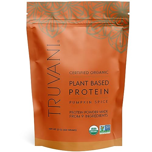 Truvani Organic Vegan Protein Powder Pumpkin Spice - 20g of Plant Based Protein, Organic Protein Powder, Pea Protein for Women and Men, Vegan, Non GMO, Gluten Free, Dairy Free (20 Servings)
