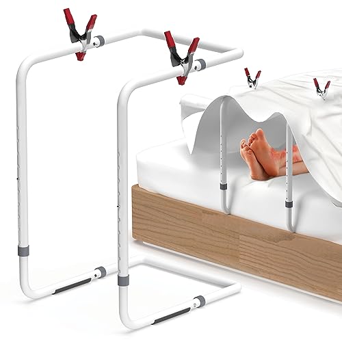 JJ CARE Blanket Lifter with Clamps, Steel and Aluminum Blanket Lifter for Feet Support, Adjustable from 20” to 28”, Blanket Bars for Neuropathy, Foot Cramping, Surgery Recovery, and Arthritis