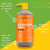 Alaffia Everyday Shea Body Wash, Naturally Helps Moisturize and Cleanse Without Stripping Natural Oils with Fair Trade Shea Butter, Neem, and Coconut Oil, Unscented, 2 Pack - 32 Fl Oz Ea