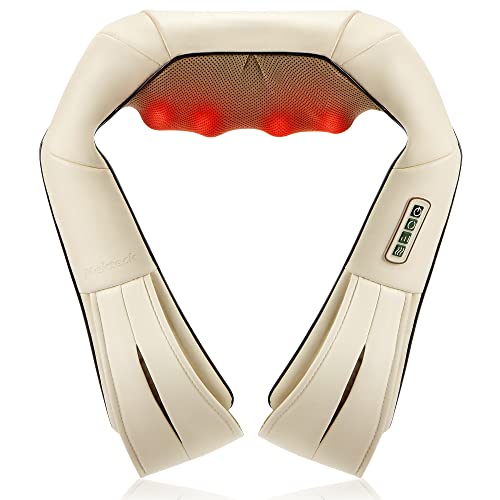 Nekteck Shiatsu Neck and Back Massager with Soothing Heat, Electric Deep Tissue 3D Kneading Massage Pillow for Shoulder, Leg, Full Body Muscle Pain Relief, Car, Office and Home Use