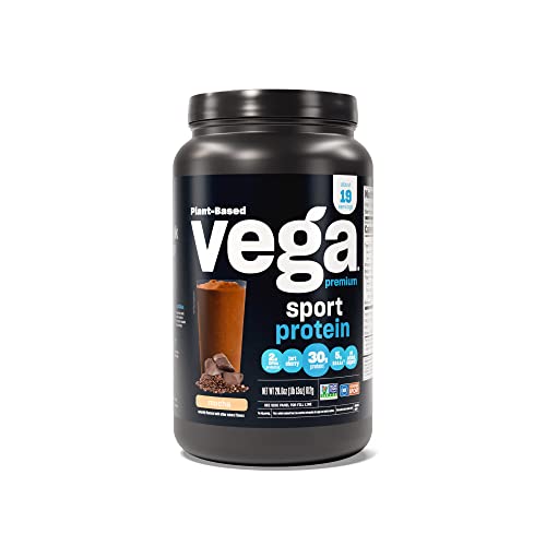 Vega Sport Premium Vegan Protein Powder, Mocha - 30g Plant Based Protein, 5g BCAAs, Low Carb, Keto, Dairy Free, Gluten Free, Non GMO, Pea Protein for Women & Men, 1.8 lbs (Packaging May Vary)