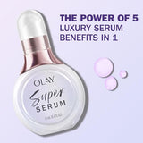 Olay Super Serum Trial Size 5-in-1 Lightweight Resurfacing Face Serum, 0.4 fl oz, Smoothing Skin Care Treatment with Niacinamide, Vitamin C, Collagen Peptide, Vitamin E, and AHA