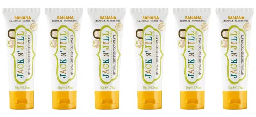 Jack N' Jill Kids Natural Kids Toothpaste with Xylitol: Banana - Gluten Free, Vegan, Fluoride-Free, SLS-Free, Dairy-Free- 1.76 oz (Pack of 6)