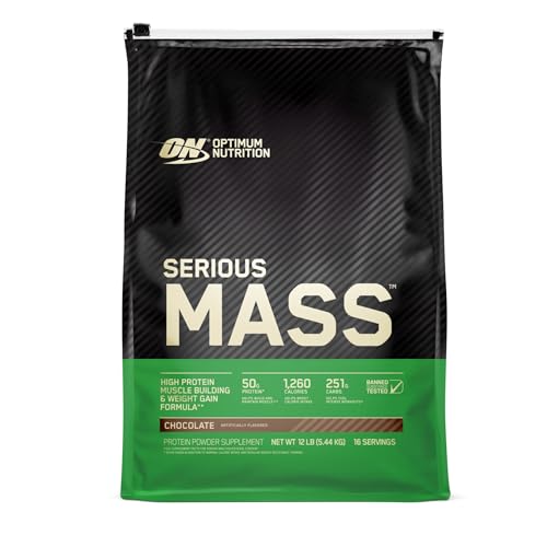 Optimum Nutrition Serious Mass Weight Gainer Protein Powder, Vitamin C, Zinc and Vitamin D for Immune Support, Chocolate, 12 Pound (Packaging May Vary)