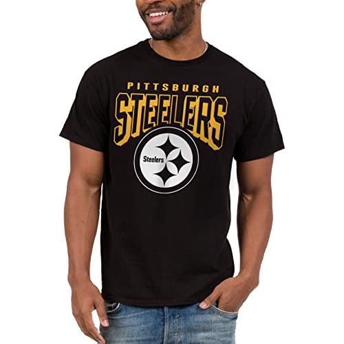 Junk Food Clothing x NFL - Pittsburgh Steelers - Bold Logo - Unisex Adult Short Sleeve Fan T-Shirt for Men and Women - Size X-Large