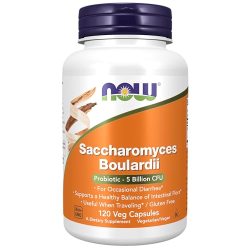 NOW Supplements, Saccharomyces Boulardii, 5 Billion CFU Probiotic, 120 Veg Capsules