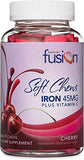 Bariatric Fusion Iron Soft Chew with Vitamin C | Cherry Flavored | Chewy Vitamin for Bariatric Patients | Gluten Free | Iron Supplement for Women and Men | 60 Count | 2 Month Supply