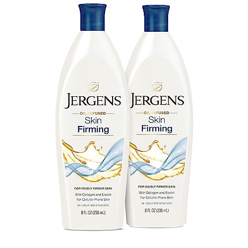 Jergens Skin Firming Body Lotion, Dry Skin Moisturizer with Collagen and Elastin, Deep Moisture, Dermatologist Tested, White 8 Ounces (Pk of 2)