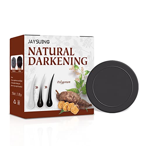 New Hair Darkening Shampoo Bar, Natural Organic Conditioner and Repair Essence,Volumizing & Moisturizing, Black Hair Shampoo (1PC-Black)