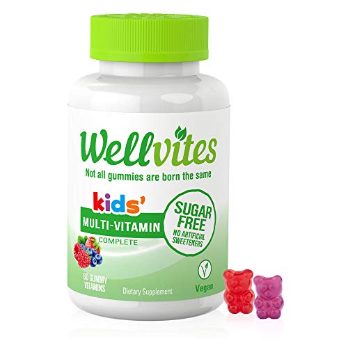 Wellvites Kids Multivitamin Gummies - Sugar Free, Vegan, Non-GMO – Vitamins for Kids - Vitamin A, D, B6, B12 and C - No Artificial Sweeteners, Gluten Free, Gelatin Free - 60 Count (30 Day Supply)
