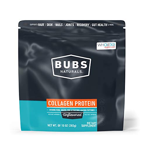 BUBS Naturals Unflavored Collagen Peptides Powder - Best Proteins for Joints & Skin - Pasture Raised Grass Fed - Keto Friendly, Whole30 Approved, Non-GMO, Dairy & Gluten Free (10oz Bag) 14 Servings