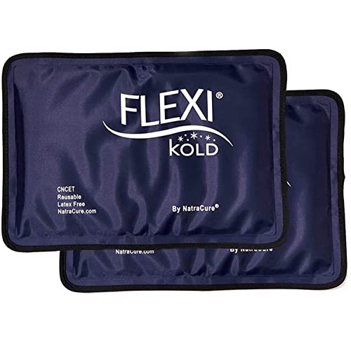 FlexiKold Gel Ice Pack (Half Size: 7.5" x 11.5") - Two (2) Reusable Cold Therapy Packs - 6303-COLD - Professional Cold Pack - 2 Pack by NatraCure