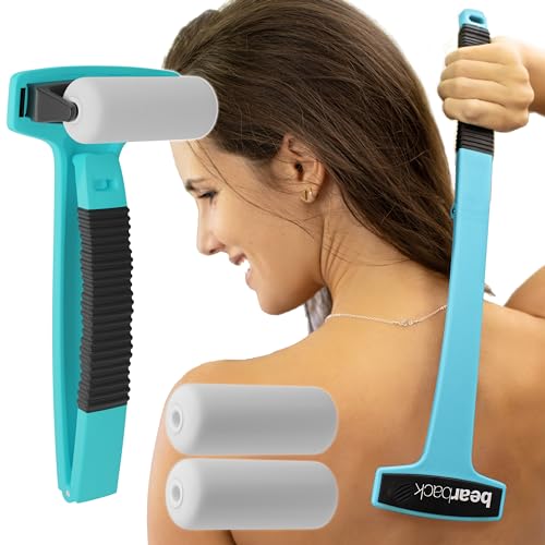 bearback Lotion Applicator for Back & Body. Premium 17" Long Handle Folding Applicator for Sunscreen | Self-Tanner | Body Lotion | Medication. 2 Foam Rollers Included. US Owned Small Business (Teal)