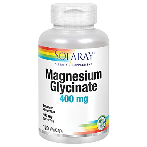 Solaray Magnesium Glycinate 400 mg | Healthy Relaxation, Bone & Cardiovascular Support (120 CT, 30 Servings)