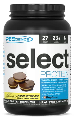 PEScience Select Low Carb Protein Powder, Chocolate Peanut Butter Cup, 27 Serving, Keto Friendly and Gluten Free