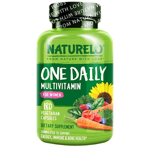 NATURELO One Daily Multivitamin for Women - Energy Support - Whole Food Supplement to Nourish Hair, Skin, Nails - Non-GMO - No Soy - Gluten Free - 180 Capsules