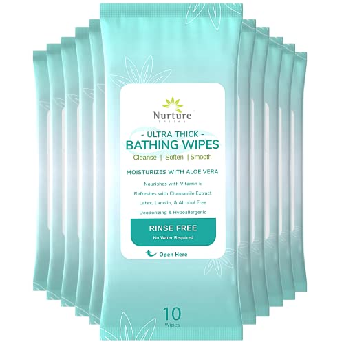 Nurture Valley XL Ultra Thick Body Wipes for Adults w/Aloe | 120 Extra Large Disposable Cloth, Waterless Shower Bath Wipe for Women, Men & Elderly