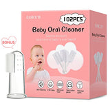 102PCS Baby Tongue Cleaner,Baby Oral Cleaner Newborn Baby Toothbrush,Disposable Infant Toothbrush Clean Baby Mouth,Gauze Gum Cleaner Stick Dental Care for 0-36 Month Baby+1 Finger Toothbrush with Case