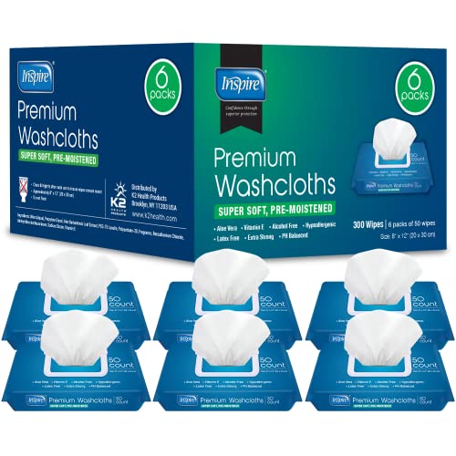 Inspire Adult Wet Wipes, Adult Wash Cloths, Adult Wipes for Incontinence & Cleansing for Elderly, 8"x12" (300 count)