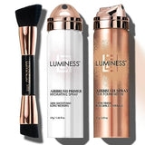 LUMINESS Silk Airbrush Spray Foundation Makeup Starter Kit - Full Coverage Foundation, Primer & Dual-Sided Buffing Brush - Buildable Coverage, Anti-Aging Formula Hydrates & Moisturizes (Shade - Light Fair)