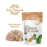 Halo Naturals Organic Slippery Elm Bark Cut, 4 Ounces (Ulmus rubra) USDA Certified | Resealable Pouch| Packaged in The USA (Pack of 1)