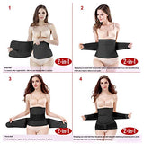 ChongErfei 2 in 1 Postpartum Belly Wrap Waist/Pelvis Belt C-Section Natural Birth Back Support Girdle Postpartum Recovery Belt (Black-3 straps, Plus Size)