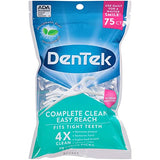 DenTek Complete Clean Easy Reach Floss Picks, No Break & No Shred Floss, 75 Count (Pack of 12)