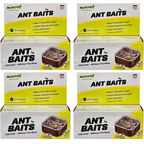 RESCUE! Ant Baits – Indoor Ant Killer, Ant Trap Alternative - 4 Pack (24 Bait Stations)