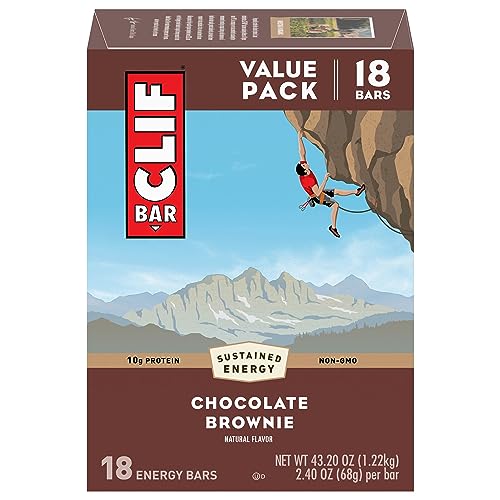 CLIF BAR - Chocolate Brownie Flavor - Made with Organic Oats - Non-GMO - Plant Based - Energy Bars - 2.4 oz. (18 Pack)