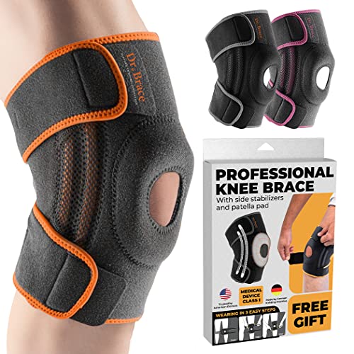 DR. BRACE ELITE Knee Brace with Side Stabilizers & Patella Gel Pads for Maximum Knee Pain Support and fast recovery for men and women-Please Check How To Size Video (X-Large, Mars)
