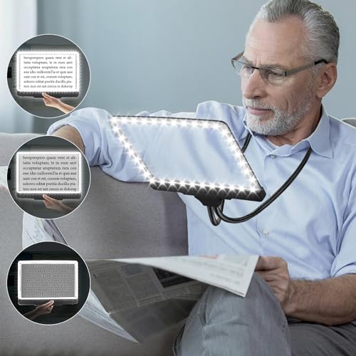 TOCBIU Hands Free Magnifying Glass for Reading with 36 Ultra-Bright LEDs Light 5X Large Full Book Page Magnifier Flexible Gooseneck Magnifier for Neck Wear Seniors Repair Sewing Cross Work