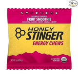 Honey Stinger Organic Fruit Smoothie Energy Chew | Gluten Free & Caffeine Free | For Exercise, Running and Performance | Sports Nutrition for Home & Gym, Pre and Mid Workout | 12 Pack, 21.6 Ounce