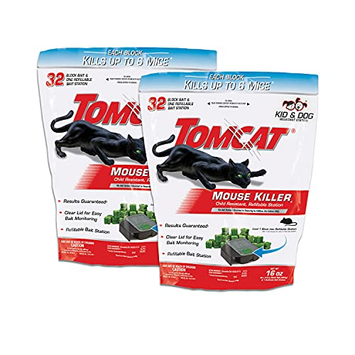 Tomcat Mouse Killer Child & Dog Resistant, Refillable Station, 1 Station and 16 Poison Refills (2-Pack)