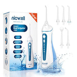 Water Dental Flosser Cordless for Teeth - Nicwell 4 Modes Dental Oral Irrigator, Portable and Rechargeable IPX7 Waterproof Powerful Battery Life Water Teeth Cleaner Picks for Home Travel