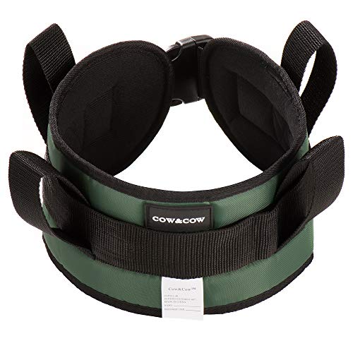 COW&COW Padded Gait Belt with 4 Handles and Quick Release Buckle 5.5 inchs(Green, M/28inches-48inches)