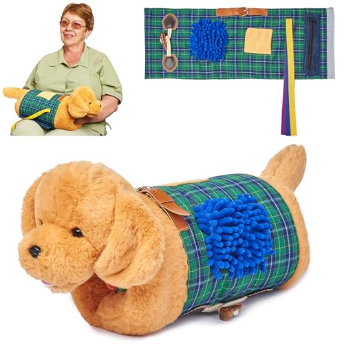 Fidget muff Dog | Blanket for Elderly | Fidget Blanket for Dementia | Dementia Products for Elderly | Gift and Activities for Seniors with Alzheimer’s or Dementia | Sensory Fidget Toys | ODOXIA