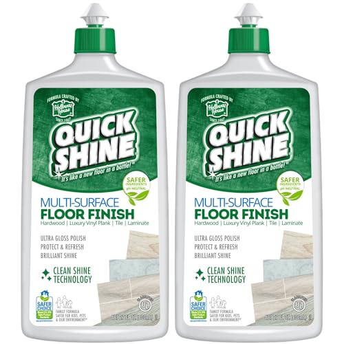 Quick Shine Multi Surface Floor Finish 27oz, 2Pk | Cleaner & Polish to use on Hardwood, Laminate, Luxury Vinyl Plank LVT, Tile & Stone | Safer Choice w/Clean Shine Technology | Shine-Protect-Refresh