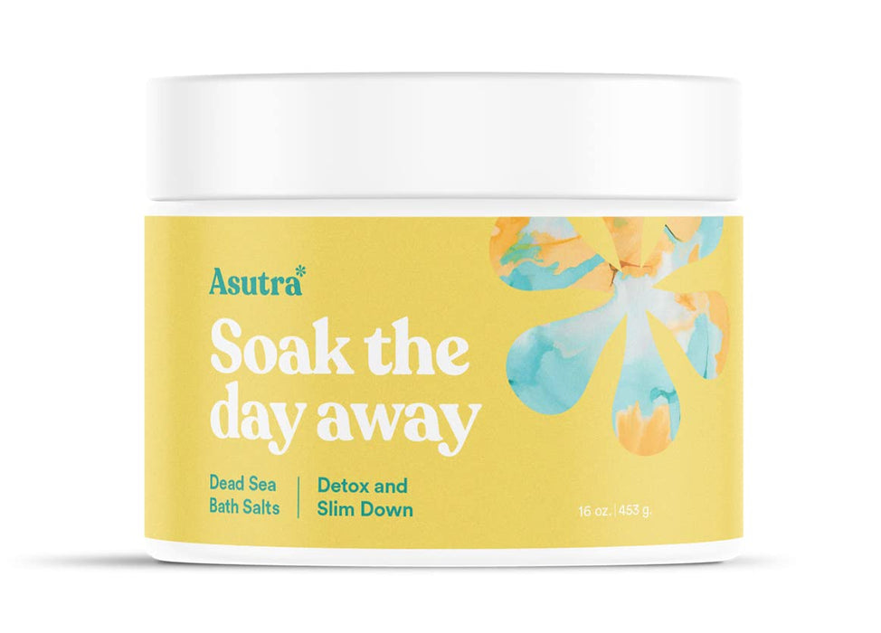 ASUTRA Dead Sea Bath Salts (Detox & Slim Down), 16 oz | Cleanse, Purify & Fight Cellulite | Soak in Rich & Vital Healing Minerals | All Natural & Organic Eucalyptus, Tea Tree & Lemon Essential Oils