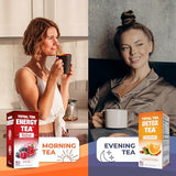 Total Tea Detox Tea & Energy Tea Set - 25 Day Detox Tea - Herbal SIim Tea with Chamomile - Hibiscus Tea and Ginger Root for Colon Cleanse – Natural Citrus & Cinnamon Herbal Tea for Digestive Health