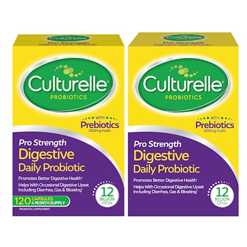 Culturelle Pro Strength Daily Probiotic, Digestive Capsules, Naturally Sourced Probiotic Strain Proven to Support Digestive & Immune Health, Gluten & Soy Free, 4 Month Supply, 60 Count (Pack of 2)