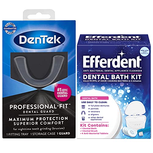 DenTek Professional-Fit Maximum Protection Dental Guard and Efferdent Dental Bath Kit, 2 Count