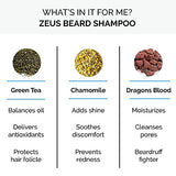 ZEUS Beard Shampoo Wash, Infused with Green Tea & Natural Ingredients to Cleanse and Soften Beard – 8 oz. Made in USA – Sandalwood